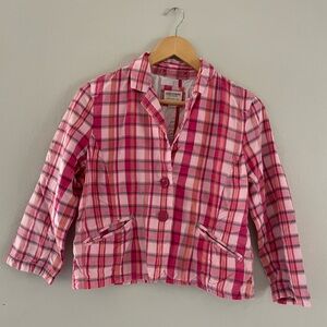 American Eagle Outfitters Pink Plaid Casual Blazer